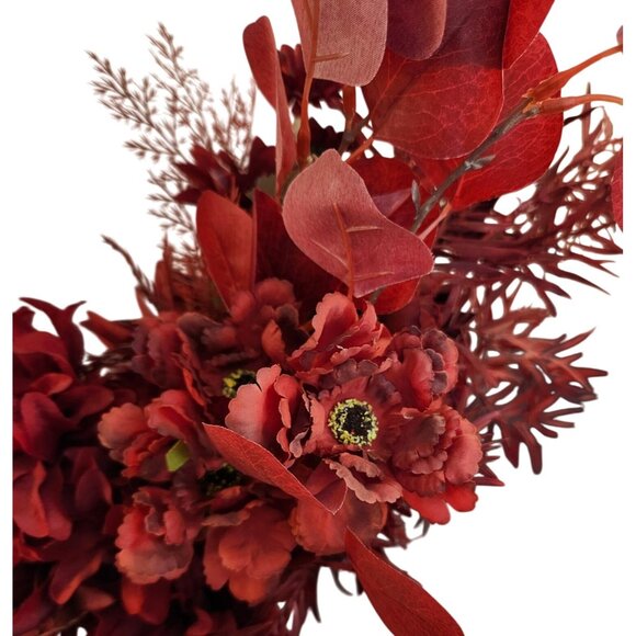 Burgundy Faux Flower Mixed Bouquet 11 Stems Floral Arrangement Realistic - Picture 11 of 16